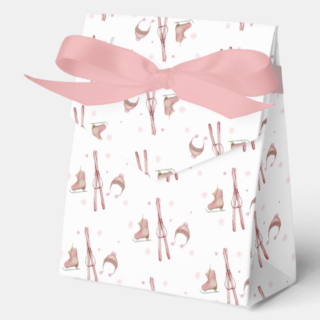 Pink Winter Après Bébé Ski Pattern Baby Shower Geschenkschachtel (Vorderseite)