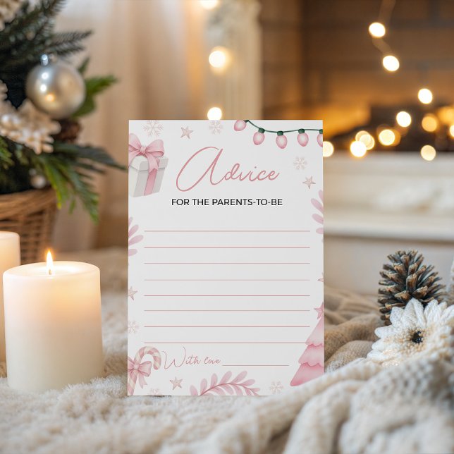 Pink Winter Baby Advice Card Einladung (Von Creator hochgeladen)