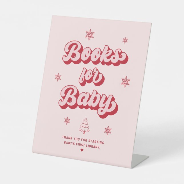 Pink Winter Baby Duschbücher für Baby Sockelschild (Vorderseite)