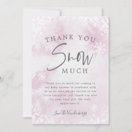 Pink Winter Baby Dusche Danke Schnee Muck Card