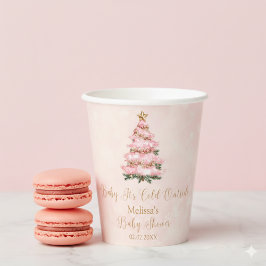 Pink Winter Baby Its Cold Outside Baby Shower Pappbecher