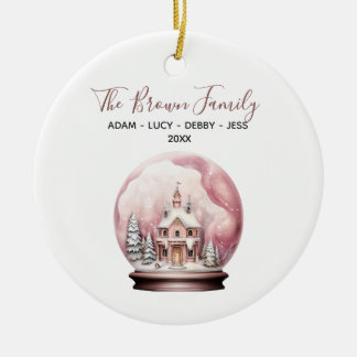 Pink Winter Crystal Ball Weihnachtsfamilie Keramik Ornament