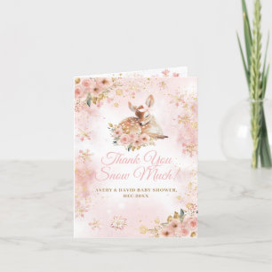 Pink Winter Dei a Girl Baby Dusche Dankeskarte