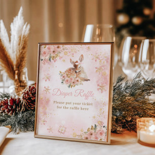 Pink Winter Dei a Girl Baby Dusche Windel Poster