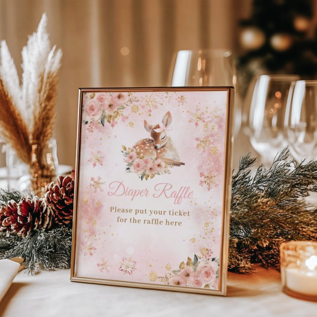 Pink Winter Dei a Girl Baby Dusche Windel Poster (Von Creator hochgeladen)