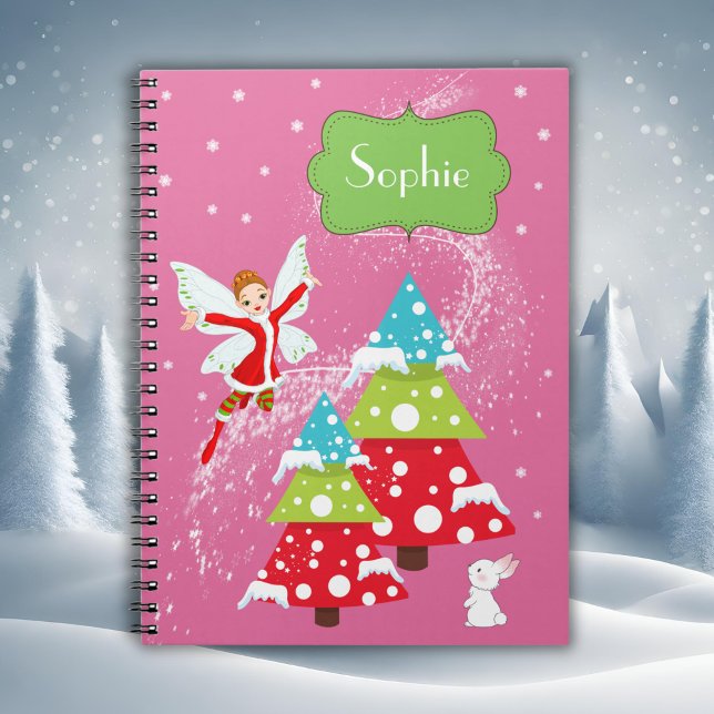 Pink Winter Fairy Nom personnalisé Carnet (Créateur téléchargé)