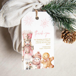 Pink Winter Girl Babydusche Danke Geschenkanhänger