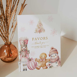 Pink Winter Girl Kinderduschfavoriten Sockelschild