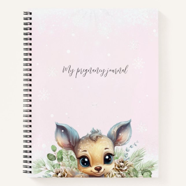 Pink Winter My Pregnancy Sweet Little Deer Journal Notizbuch (Vorderseite)