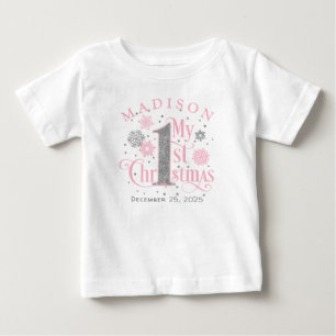 Pink Winter Onederland Baby Girl 1. Geburtstag T-shirt