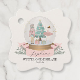 Pink Winter onederland erste Geburtstagsparty Geschenkanhänger