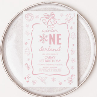 Pink Winter Onederland Geburtstagsfeier Einladung