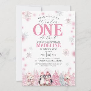 Pink Winter ONEderland Invitation