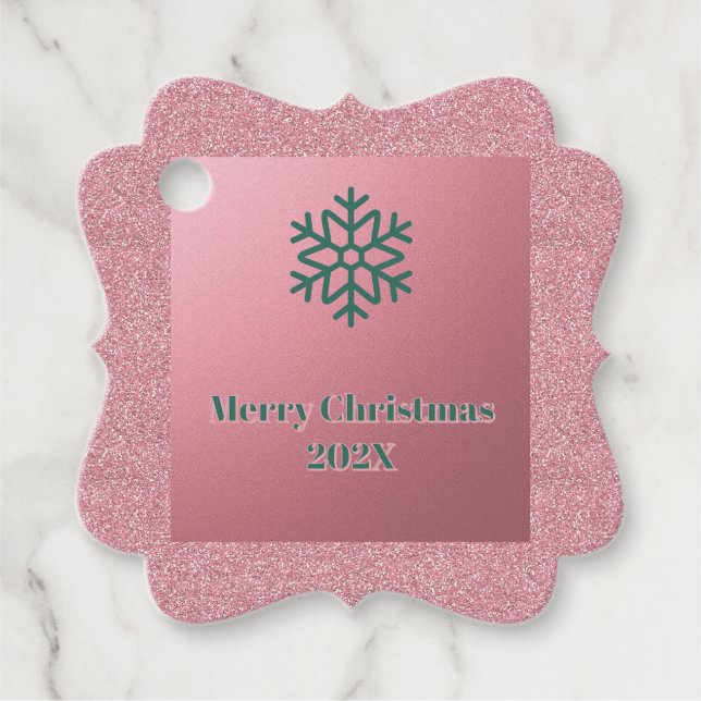 Pink Winter Setting Christmas Blessings Geschenkanhänger (Vorderseite)