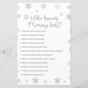 Pink Winter Snowflake Baby Duschgel Game PRINZIERT