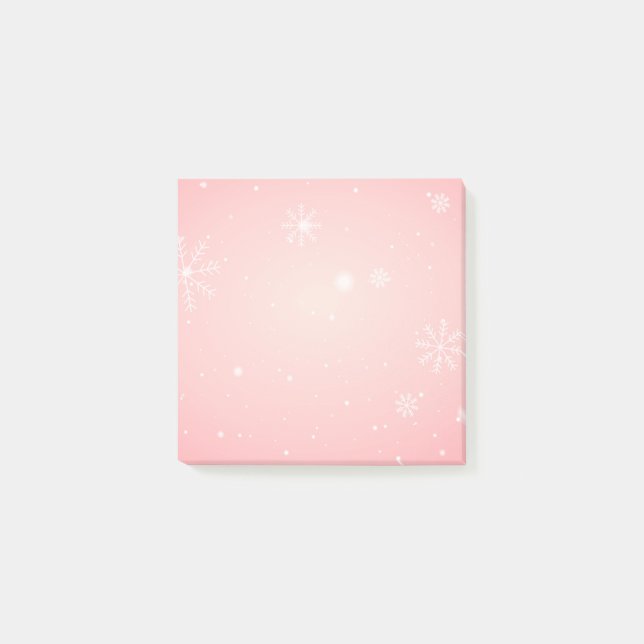 Pink Winter Snowflake Post it Notes Post-it Klebezettel (Vorderseite)