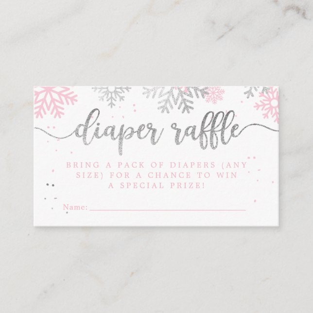 Pink Winter Snowflakes Babydusche Windelwaschmasch Begleitkarte (Vorderseite)