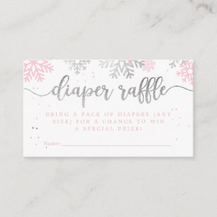 Pink Winter Snowflakes Babydusche Windelwaschmasch Begleitkarte
