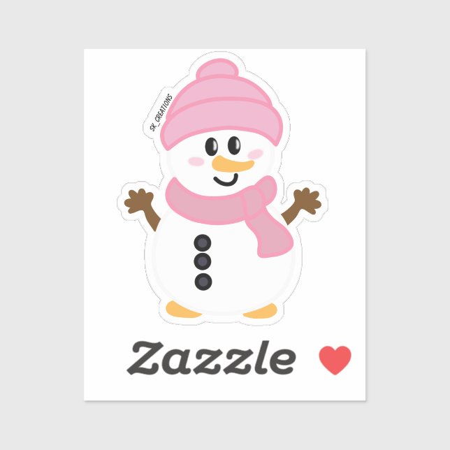 Pink Winter Snowman Aufkleber (Blatt)