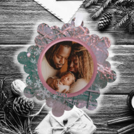 Pink Winter Weihnachten Schneeflocken Familienfest Ornament Karte