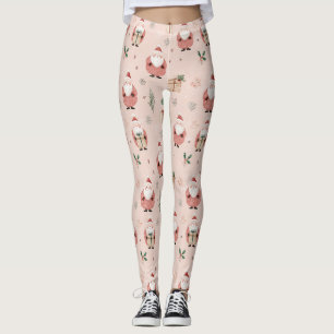 Pink Winter - Weihnachtsmann, Schneeflocken, Stech Leggings