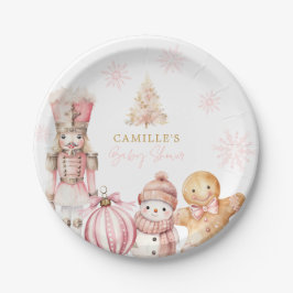 Pink Winter Wonderland Babydusche Pappteller