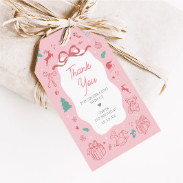 Pink Winter Wonderland First Birthday Favor Tags Geschenkanhänger