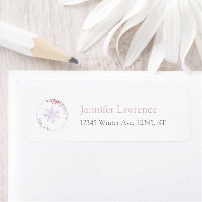 Pink Winter Wonderland Snowflake Return Address  (Insitu)