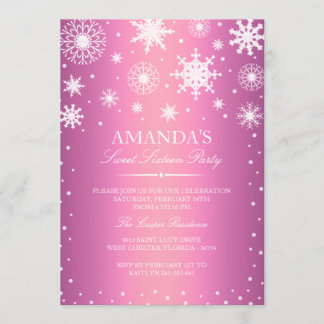 Pink Winter Wonderland Sweet 16 Einladung