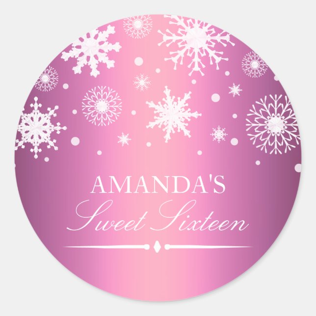 Pink Winter Wonderland Sweet 16 Sticker (Devant)