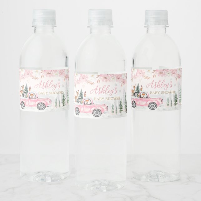 Pink Winter Woodland Truck Kinderdusche (Flaschen)