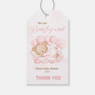 Pink wir können frühzeitig abwarten Baby Dusche Ge Geschenkanhänger