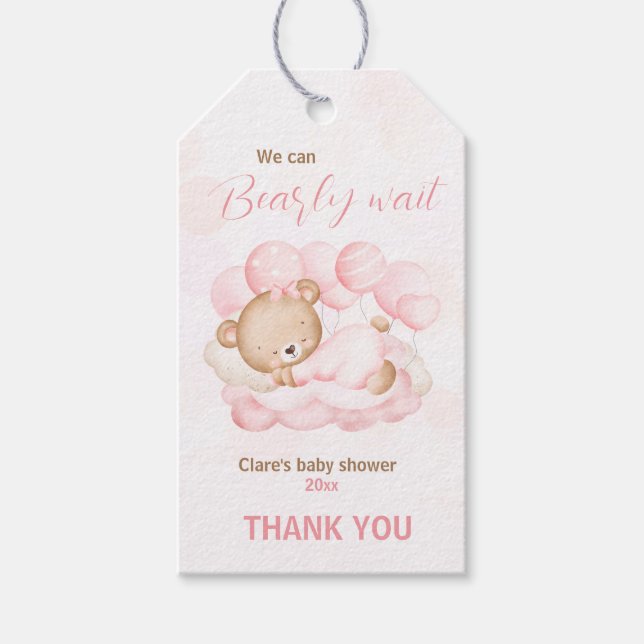 Pink wir können frühzeitig abwarten Baby Dusche Ge Geschenkanhänger (Vorderseite)