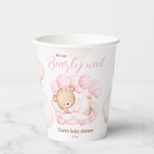 Pink wir können frühzeitig abwarten Baby Duschpapi Pappbecher
