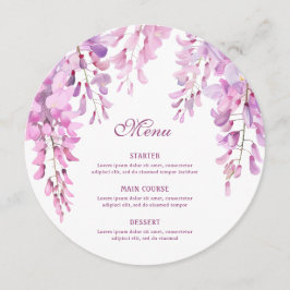Pink Wisteria Round Menükarte