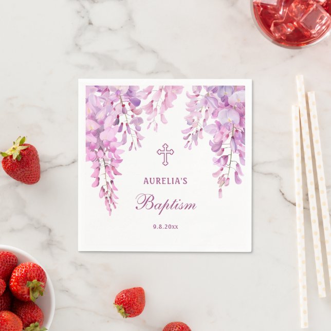 Pink Wisteria Taufe Serviette (Beispiel)