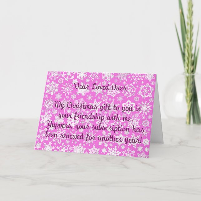 Pink with Snowflakes Snarky Christmas Card Karte (Vorderseite)