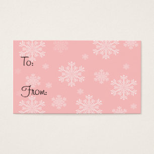 Pink with White Snowflakes - Tags cadeaux de vacan