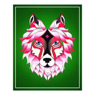 Pink Wolf Head Polygon Design-24531 Fotodruck