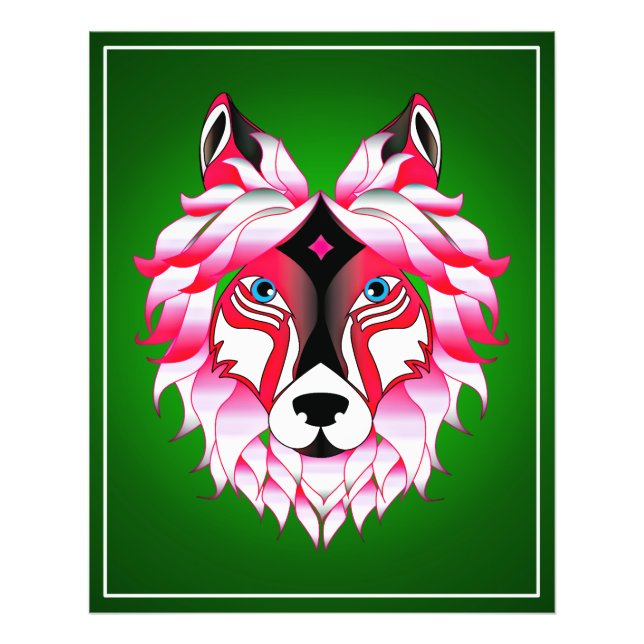 Pink Wolf Head Polygon Design-24531 Fotodruck (Vorne)