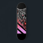 Pink Wolf Head  Skateboard<br><div class="desc">This design may be personalized by choosing the customize option to add text or make other changes. If this product has the option to transfer the design to another item, please make sure to adjust the design to fit if needed. Contact me at colorflowcreations@gmail.com if you wish to have this...</div>