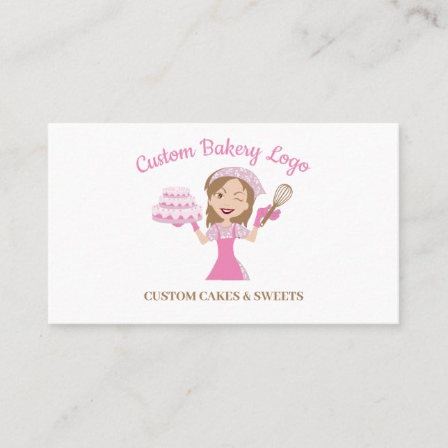 Pink Woman Konditorei Koch Bäckerei Hochzeitskuche Visitenkarte (Vorderseite)