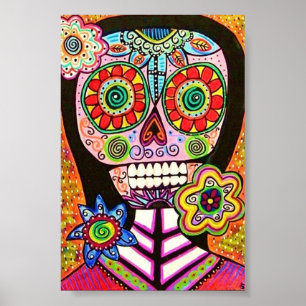 Pink Woman Sugan Skull Poster