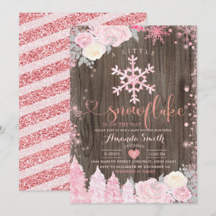 Pink Wood eine kleine Schneeflocke Blumendusche Einladung