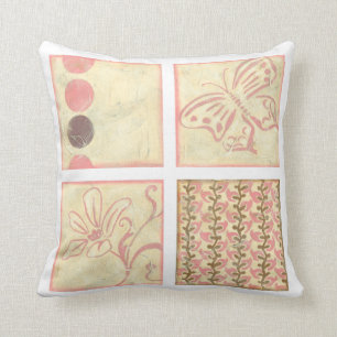 Pink Woodblock Zeichnungen von Chariklia Zarris Kissen