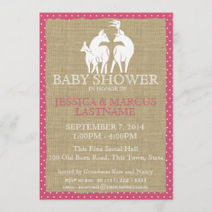 Pink Woodland Baby Dusche Hirsch und Burlap Einladung