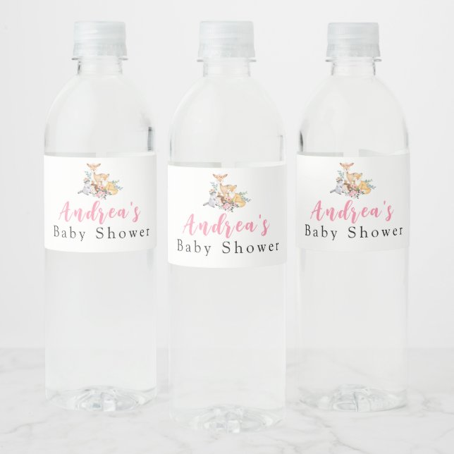 Pink Woodland Baby Dusche Wasser Flasche Etikett (Flaschen)