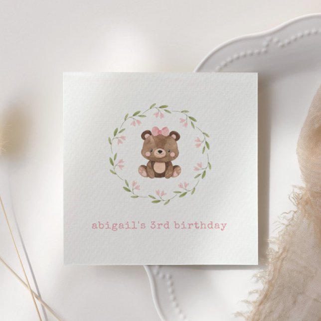 Pink Woodland Bär Blütenblättriger Eukalyptus Gebu Serviette (Von Creator hochgeladen)