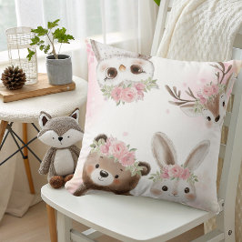 Pink Woodland boho Friends Baby Girl Dusche Kissen