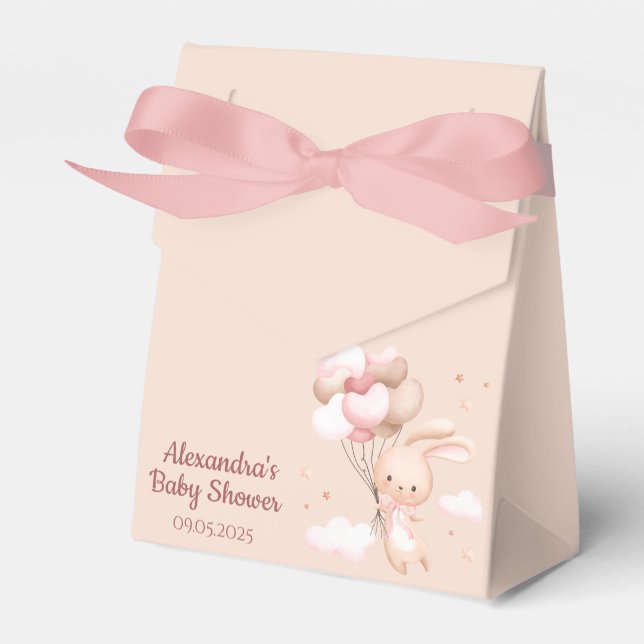 Pink Woodland Bunny Rabbit Babydusche Geschenkschachtel (Vorderseite)